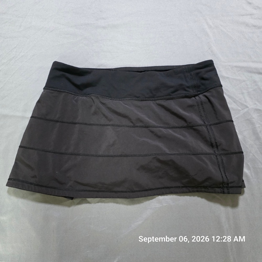 Lululemon Pace Setter Skirt Black Running Tennis Skort Size 8